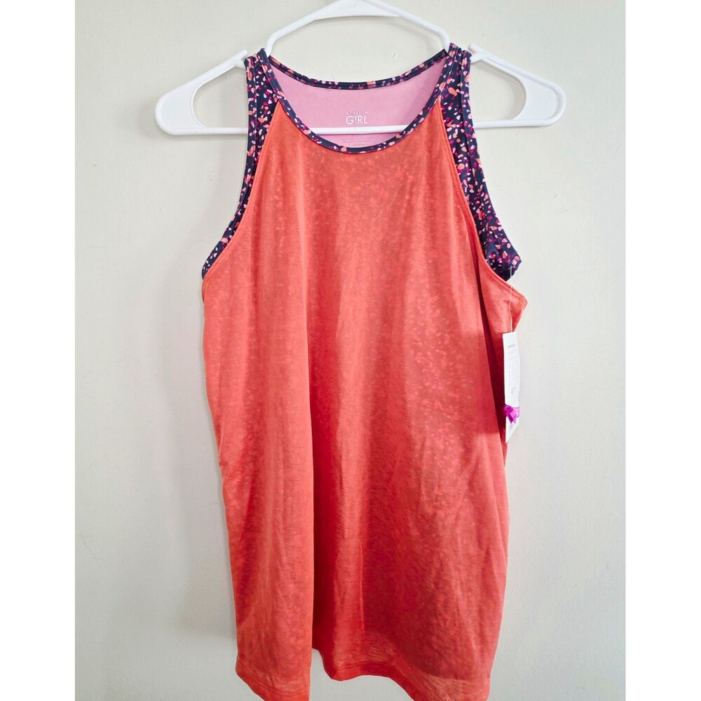 Athleta Girl Girls Orange Abstract Racerback Tank Scoop Neck Activewear 14-16